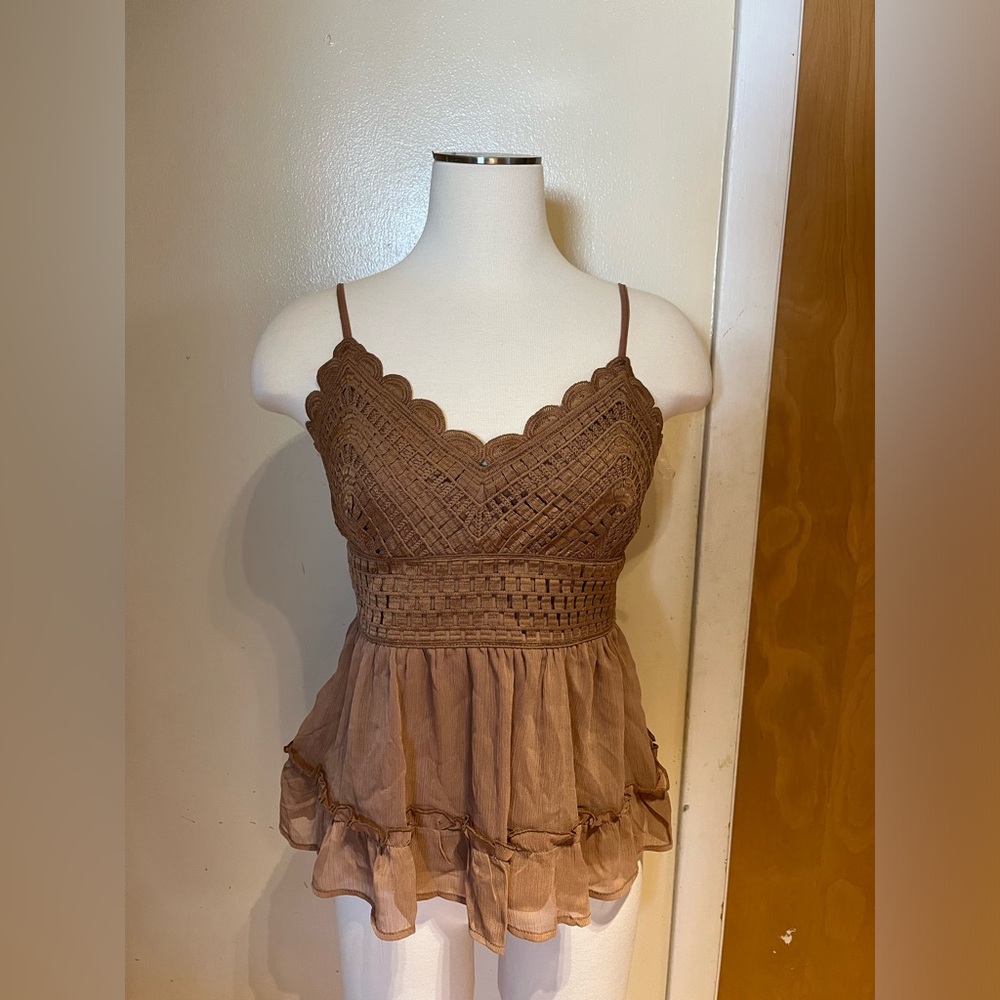 Rue 21 Brown Crochet Lace Cami Top